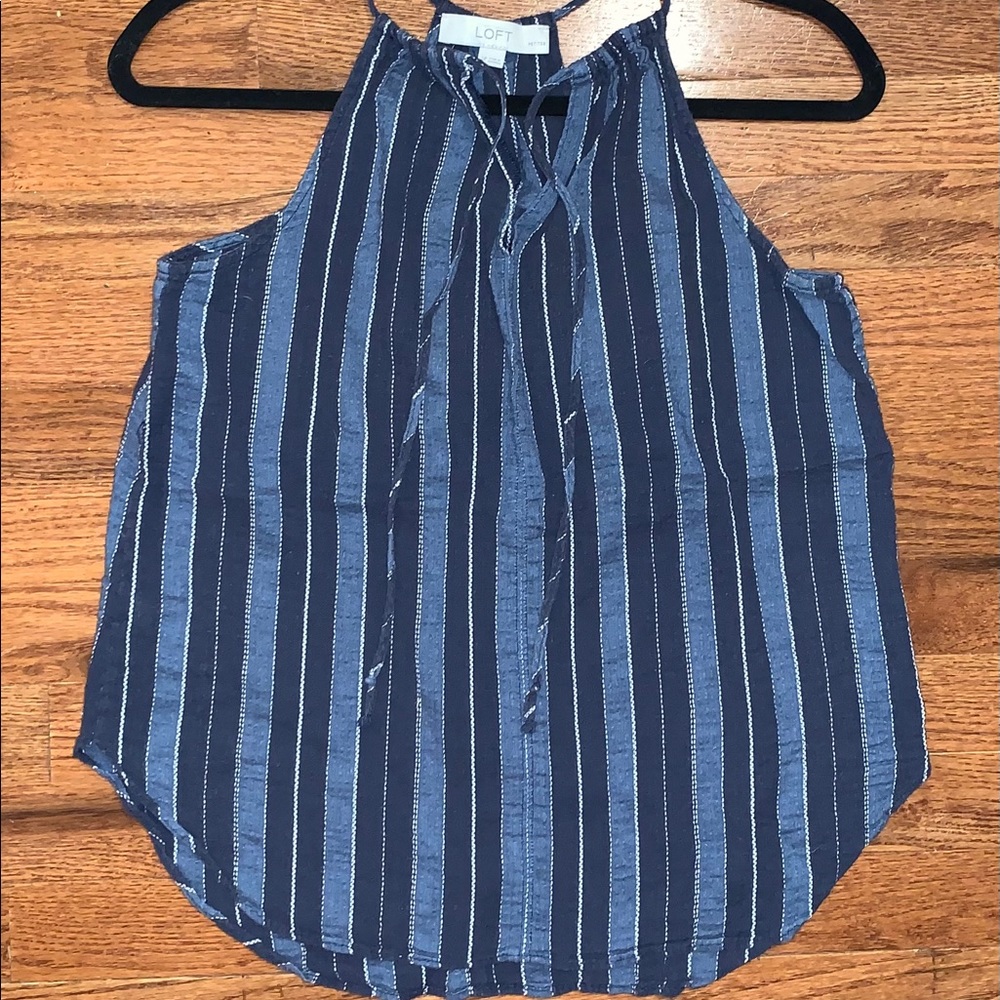 Ann Taylor Loft Blue Striped Halter Cami